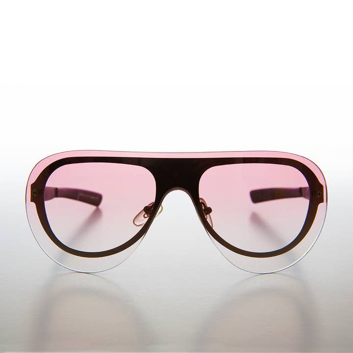 Aviator sans monture avec verres de couleur- Devo pour la vente par SUNGLASS MUSEUM