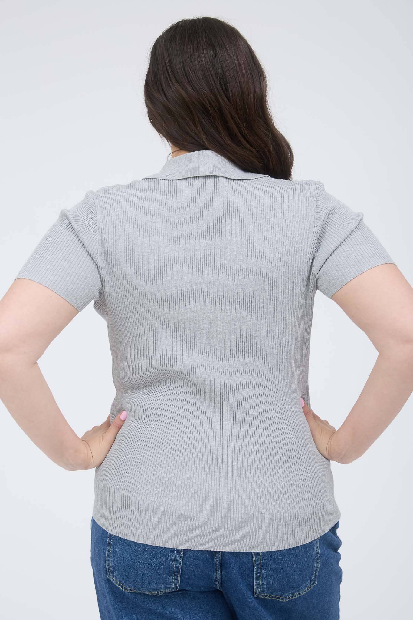 The Workshop Studio - Wholesale Knit Top - Women's - PLUS GOLD SNAP BUTTON SWEATER KNIT POLO1