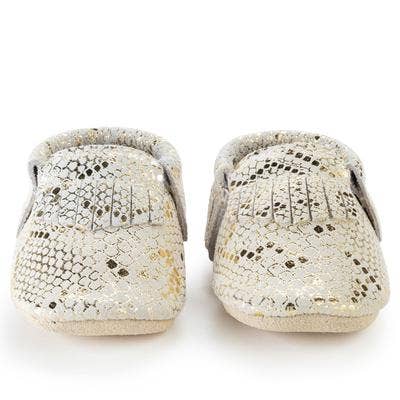 Rattlesnake Genuine Leather Baby Moccasins for wholesale by BirdRock Baby