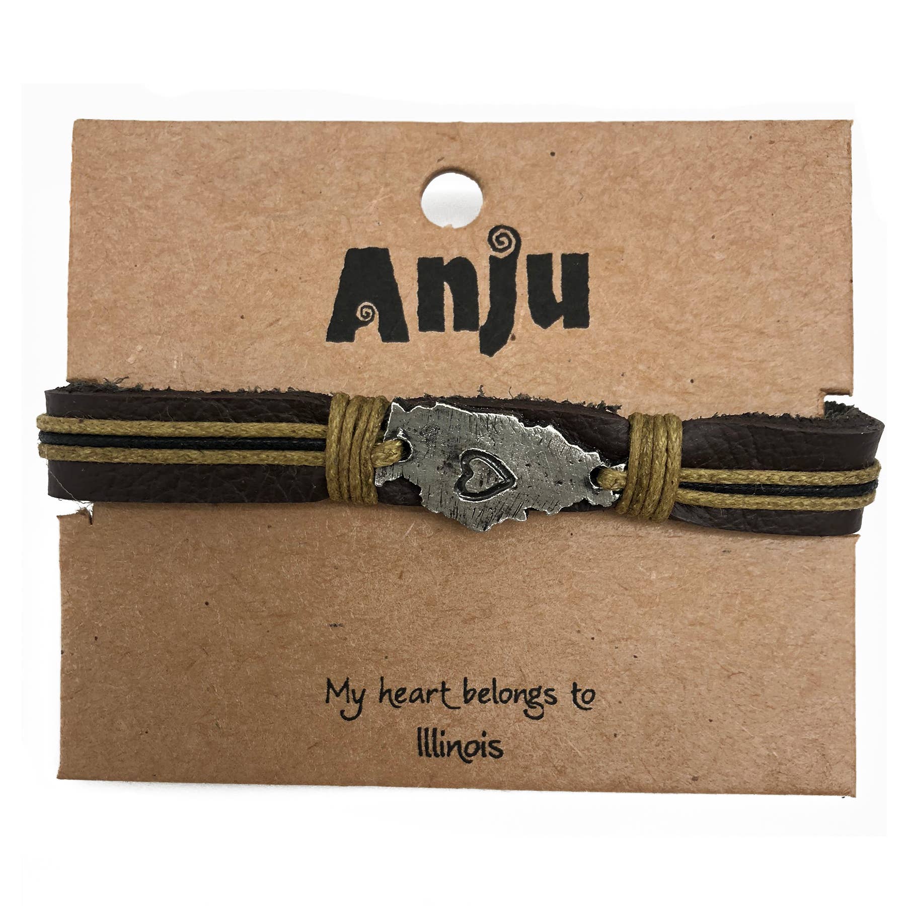 Anju Jewelry – Großhandel Armband mit Charms/Anhängern – Home State Schmuck - Zinn Lederarmband9