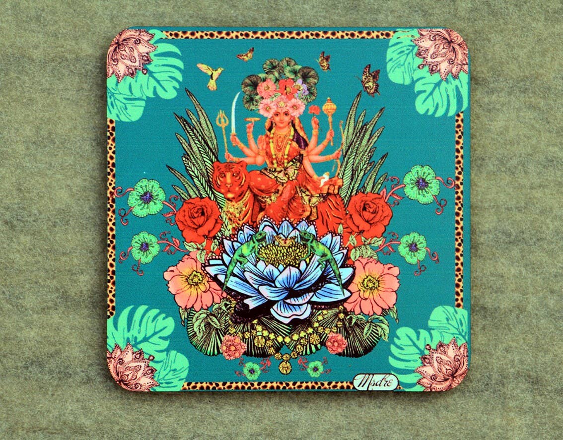 Msdre – wholesale Coasters – Ma Durga Indian Green Goddess Coaster