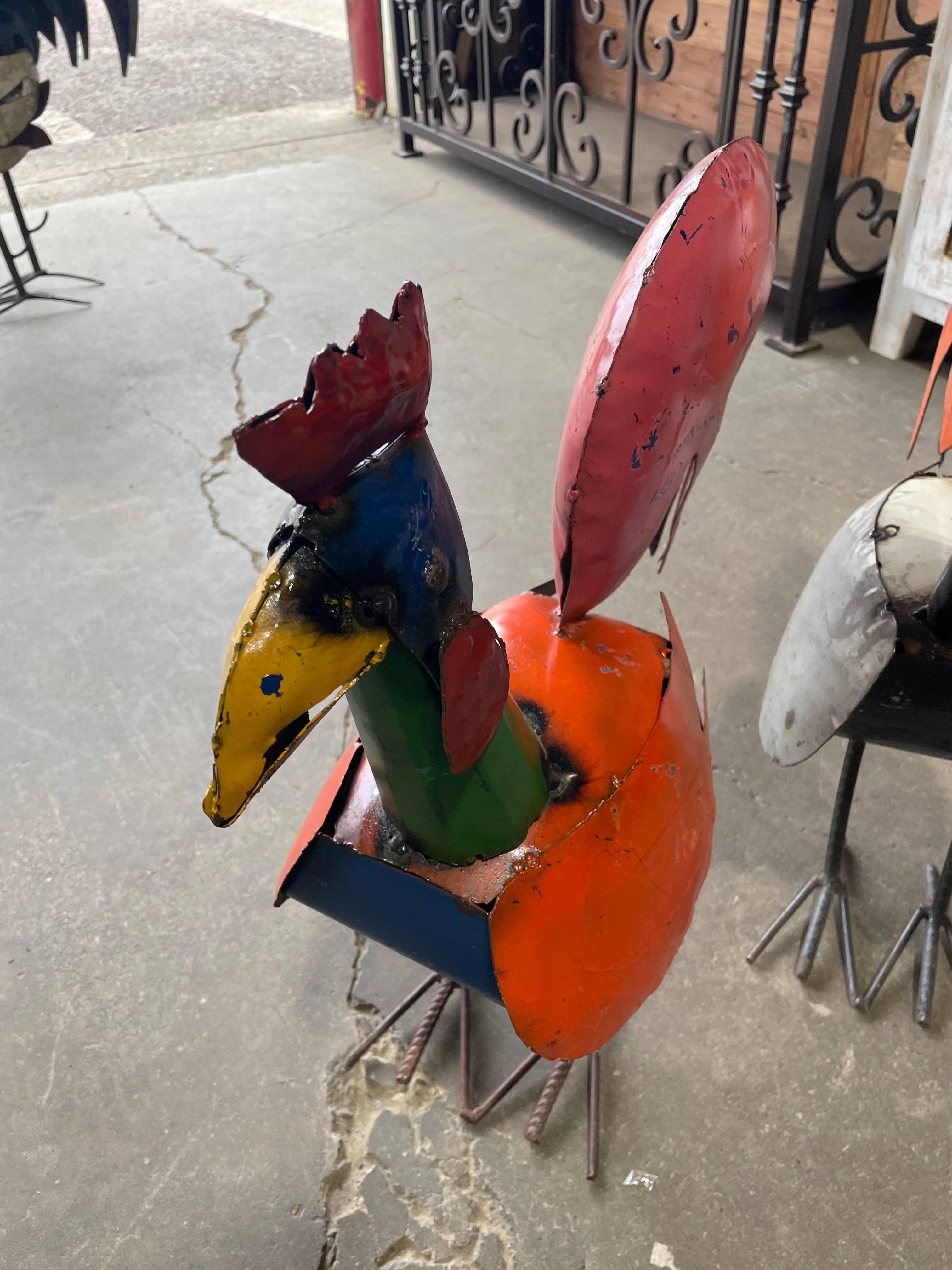 My Amigos Imports - Wholesale Outdoor Ornament/Decor - Connie Colorful Recycled Metal Rooster-WH5-Yard Art-9x20x24H3