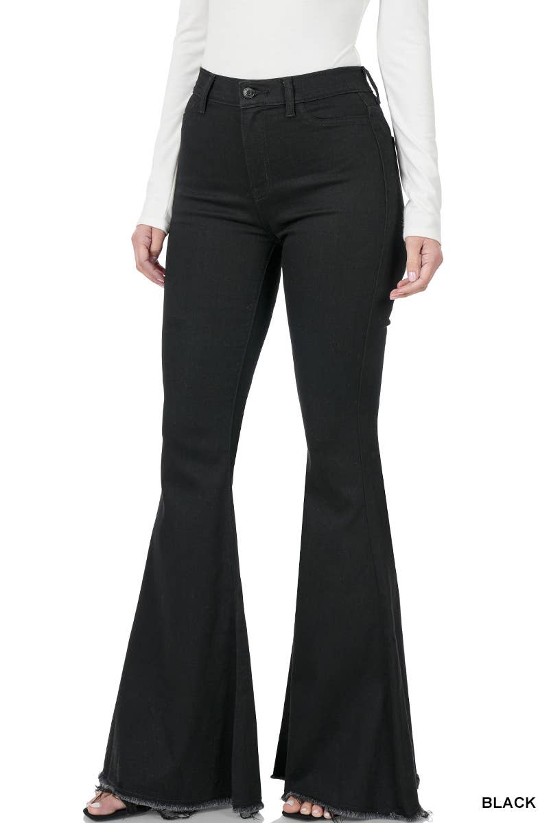BLACK  `.SI-22450 High-rise Super flare Denim pants for wholesale on Faire1