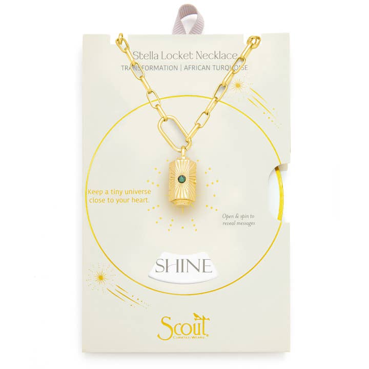 Stella Locket Necklace - Transformation/African Turq/Gold for wholesale by Scout Curated Wears