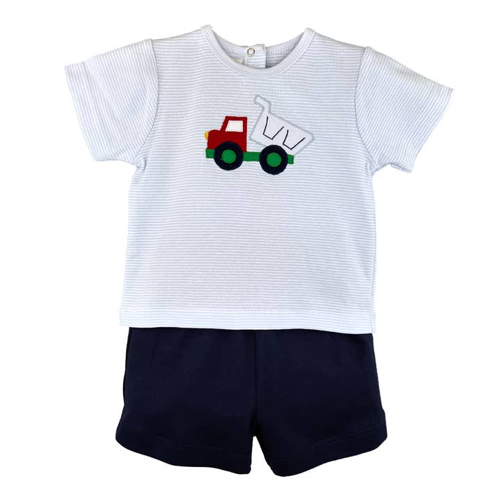 Petit Ami & Zubels - Wholesale Top & Short Set - Baby - Knit Dump Truck Shirt & Short Set
