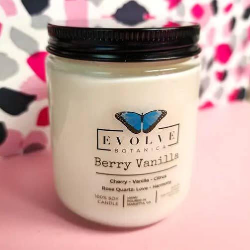 Vela de Soja com Pavio de Madeira e Cristal - Baunilha de Frutos Silvestres (Quartzo Rosa) por atacado de Slow Burn Flame