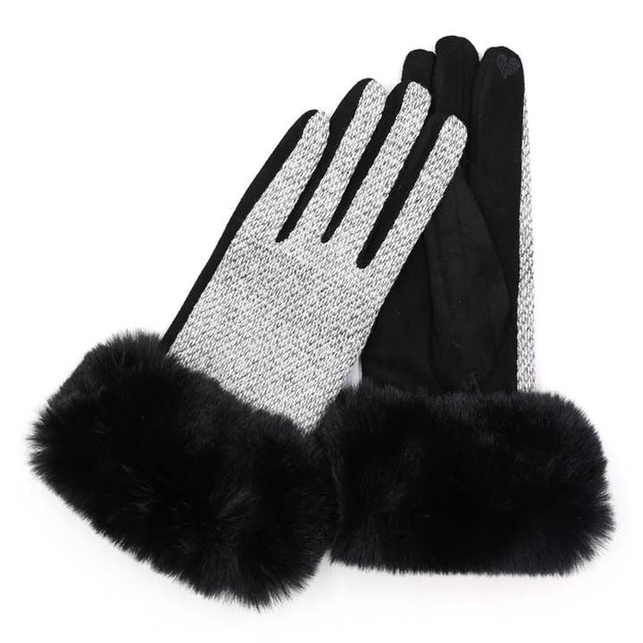 Winter Fur Cuff Smart Touch Gloves for wholesale by Collections by Fame Accessories