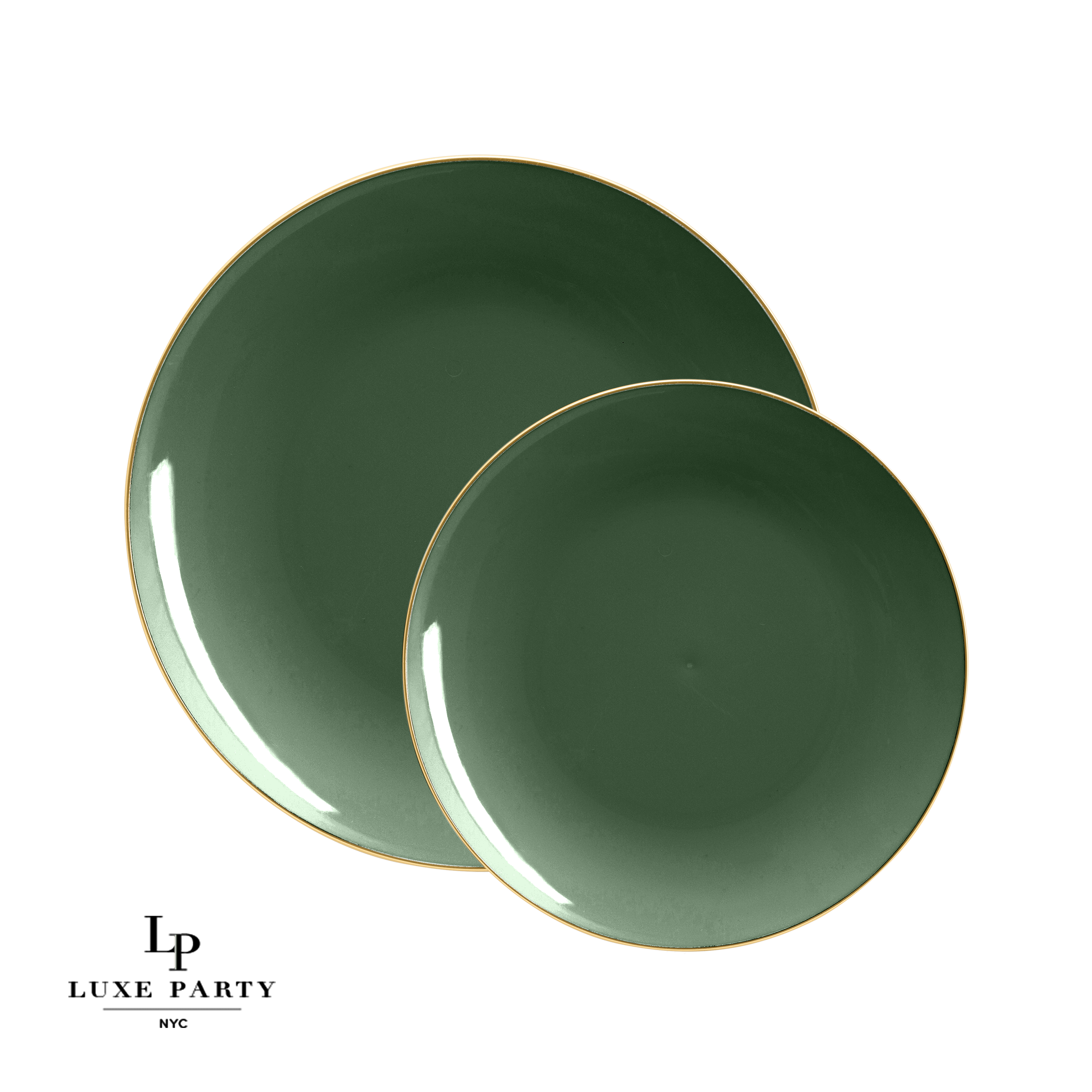 Luxe Party - Wholesale Disposable Plate - Round Emerald • Gold Plastic Plates | 10 Pack4