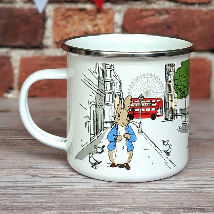 Peter Rabbit - Out & About - Enamel Mug for wholesale by Robert Frederick Ltd