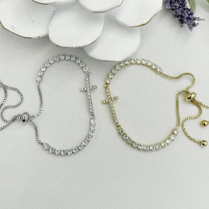 Cubic Zirconia Cross Design Tennis Bracelet for wholesale by Cherie by Cherie