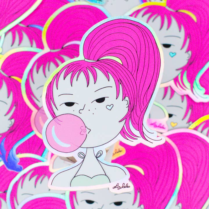 Autocollant Brenda Bubblegum pour la vente par Liz Deleo - Full Time Side Hustle