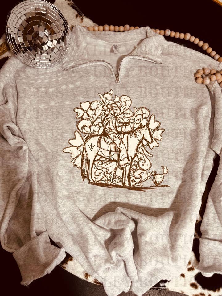 Tooled Cowboy - 1/4 Zip for wholesale by Cactus Valley Boutique