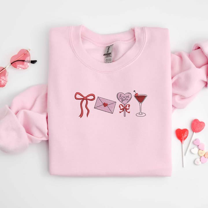 Embroidered Coquette Valentine's Day Shirt, Heart Sweatshirt for wholesale by ClevorFit