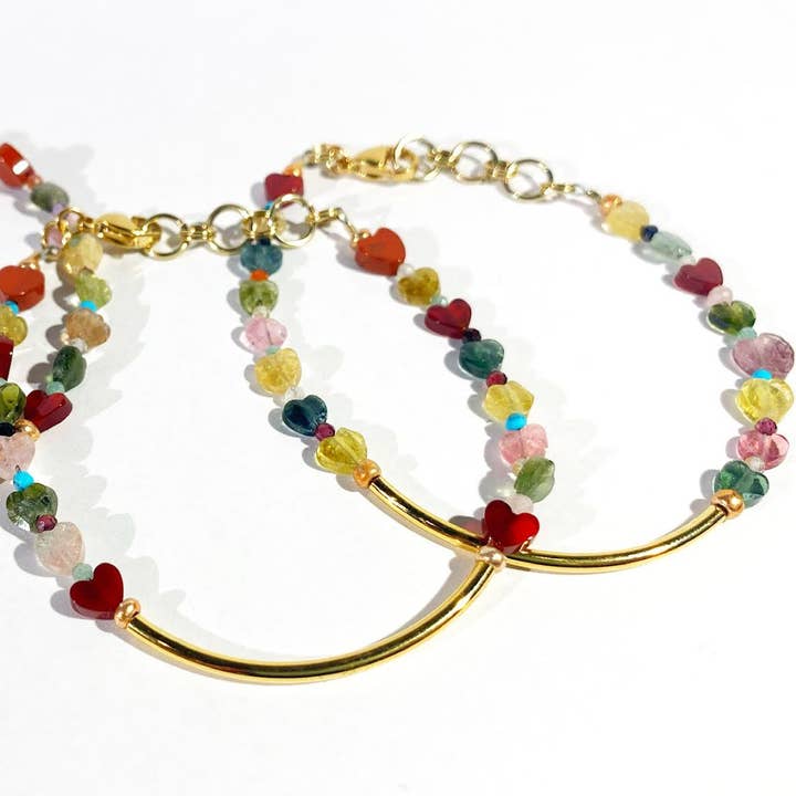 Etymology Jewelry - Venta al por mayor Pulsera de cuentas - Pulsera de cristal en forma de corazón para el día de San Valentín | Galentines BFF Jewelry1