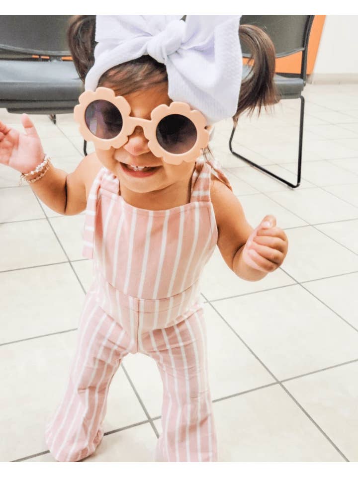 Bailey's Blossoms - Wholesale Jumpsuit - Baby - Kellyn Bell Bottom Suspender Jumpsuit - Mauve Stripe
