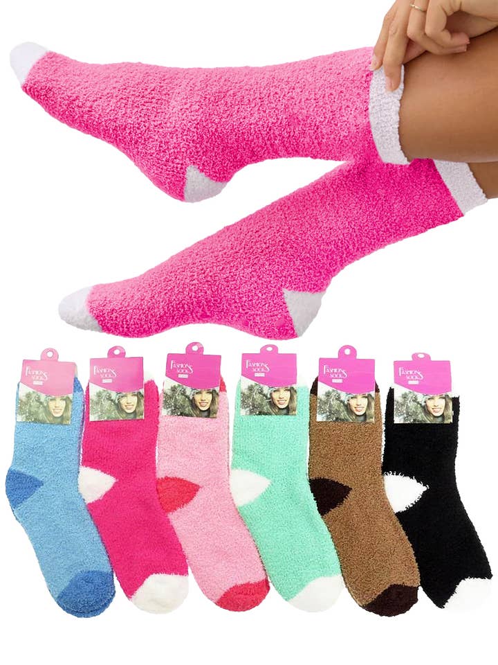 Calcetines tricolor Fuzzy Cozy Lounge Quarter de dos tonos para mujer para venta al por mayor de Cap Zone