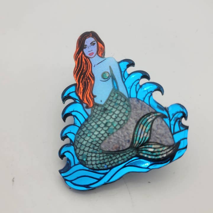 Broche Sirène aux Yeux Océan pour la vente par Mixtape Your Life