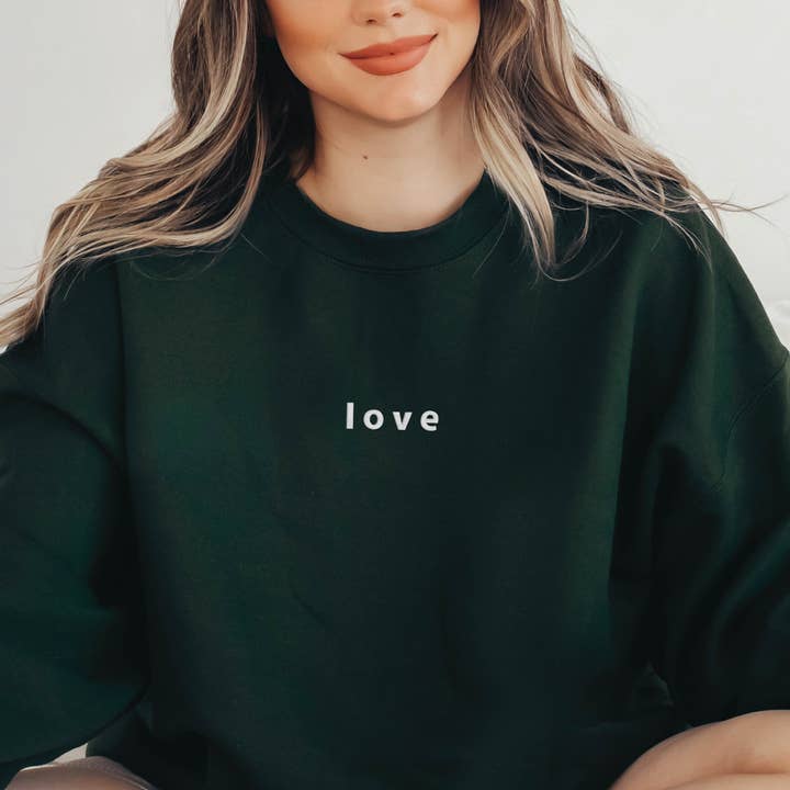 P E T I T R U E - Venta al por mayor Sudadera - Mujer - Sudadera de amor bordada para San Valentín cuello redondo minimalista7