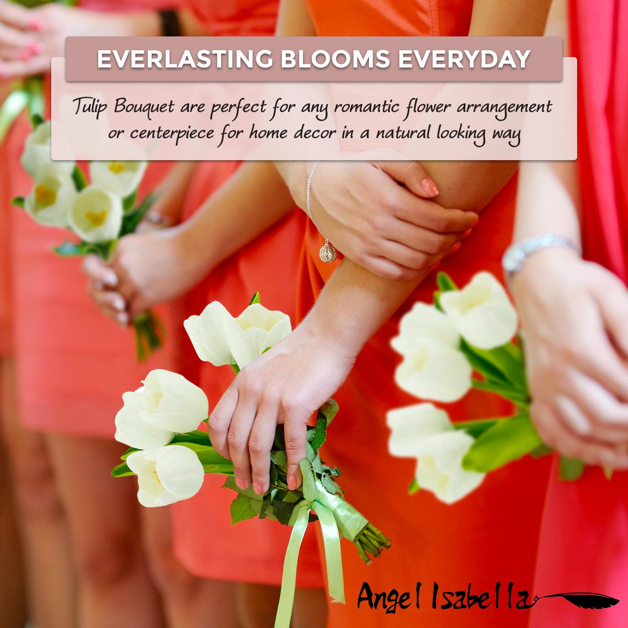 Angel Isabella – wholesale Artificial flowers – Pack of 5-stems Real Touch medium open tulip26