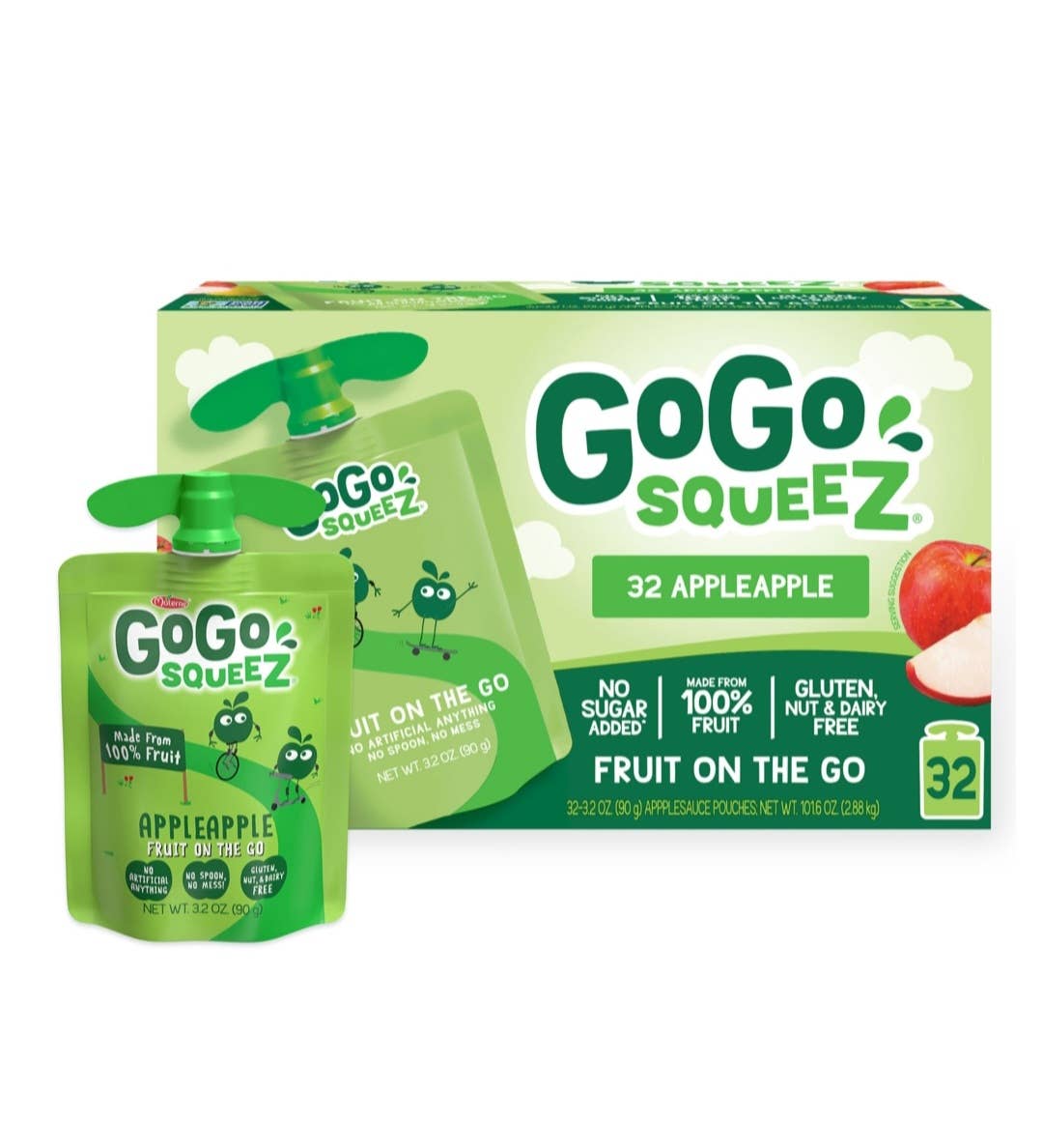 Majestic Wholesale - Wholesale Fruit Snacks - GoGo SqueeZ Applesauce Pouches, Apple Apple, 3.2 oz., 32 ct.0