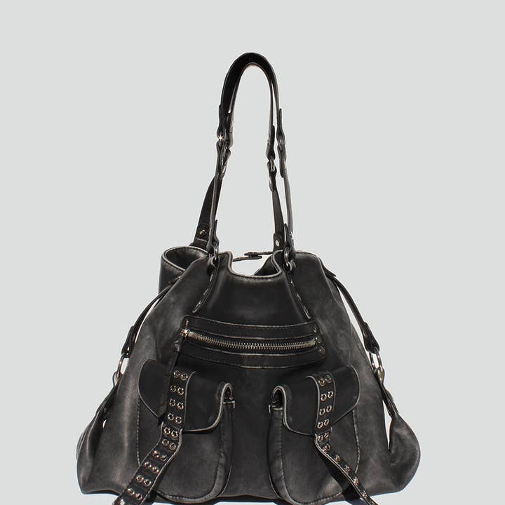 STREET LEVEL - Wholesale Tote Bag - Women's - Remi Studded Distressed Tote5