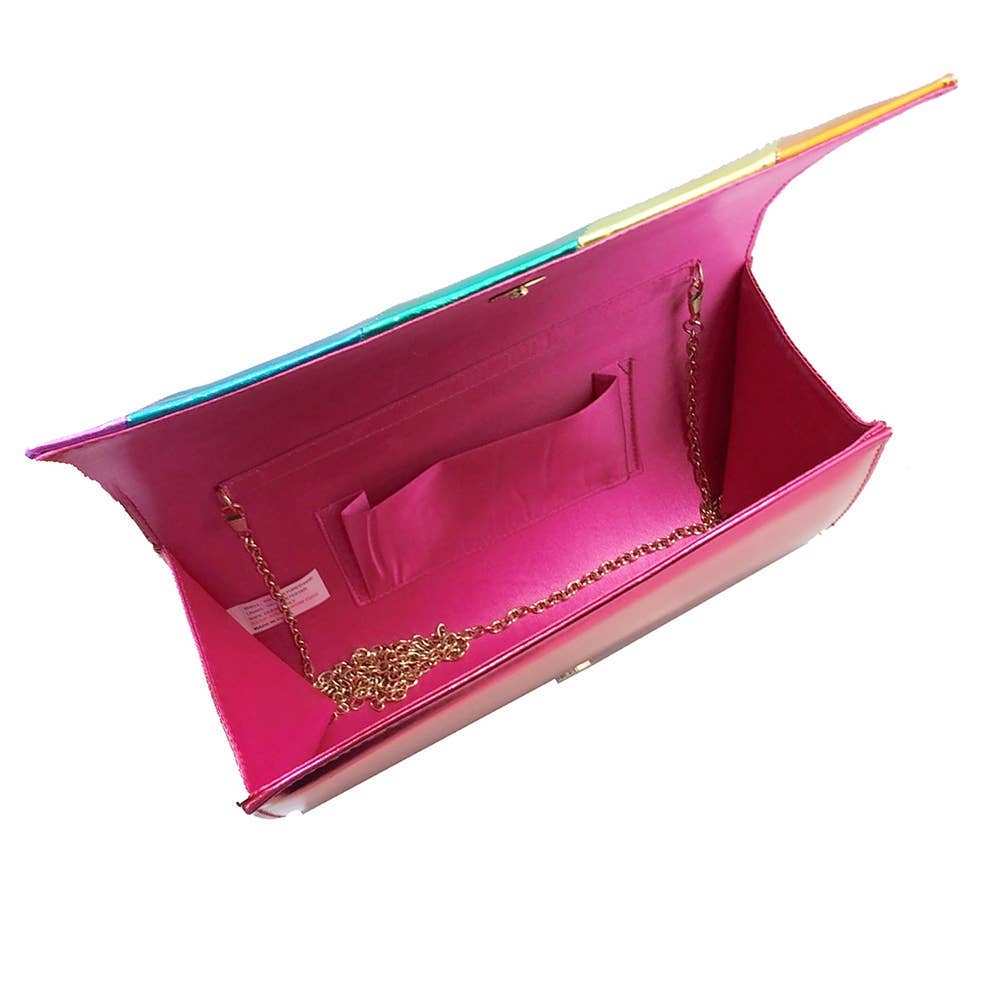 Fuchsia Aurora Rainbow Print Axel Kopplingsväska för wholesale på Faire2