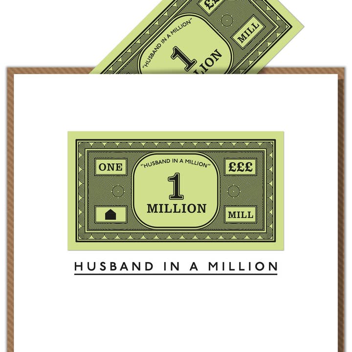 Husband In A Million. Fun Husband Birthday Or Anniversary for wholesale by Mungo And Shoddy