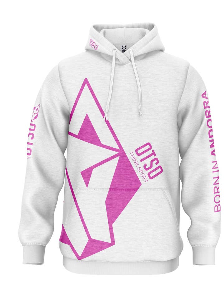 OTSO - Vendita all'ingrosso Felpa con cappuccio - Unisex - Felpa con cappuccio bianca e rosa fluo Otso0