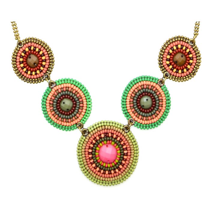 Seed Bead, hand beaded Necklaces 5 Circle in Ibiza for wholesale by Erik & Mike