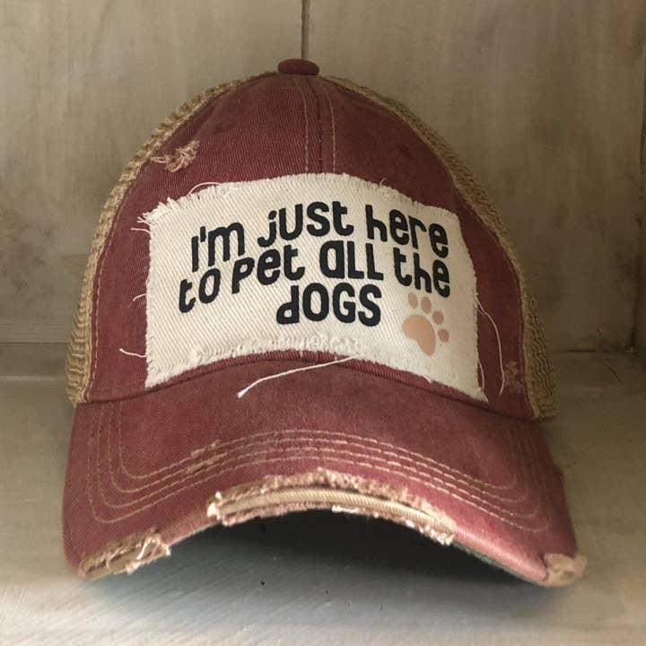 I'm Just Here to Pet All the Dogs Hat, Dog Snapback Trucker for wholesale by BohoGroove
