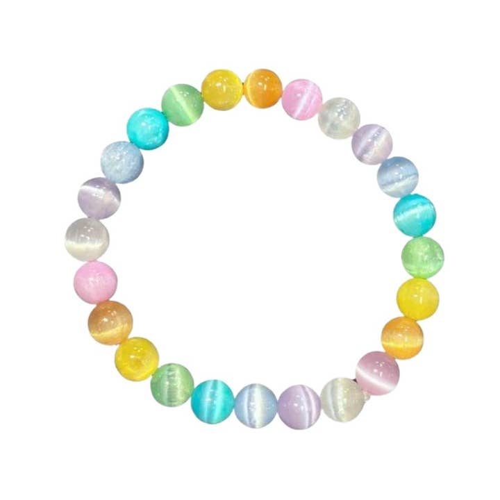 Earths Elements Wholesale - Wholesale Beaded Bracelet - Crystal Bracelet - 8mm Rainbow Selenite