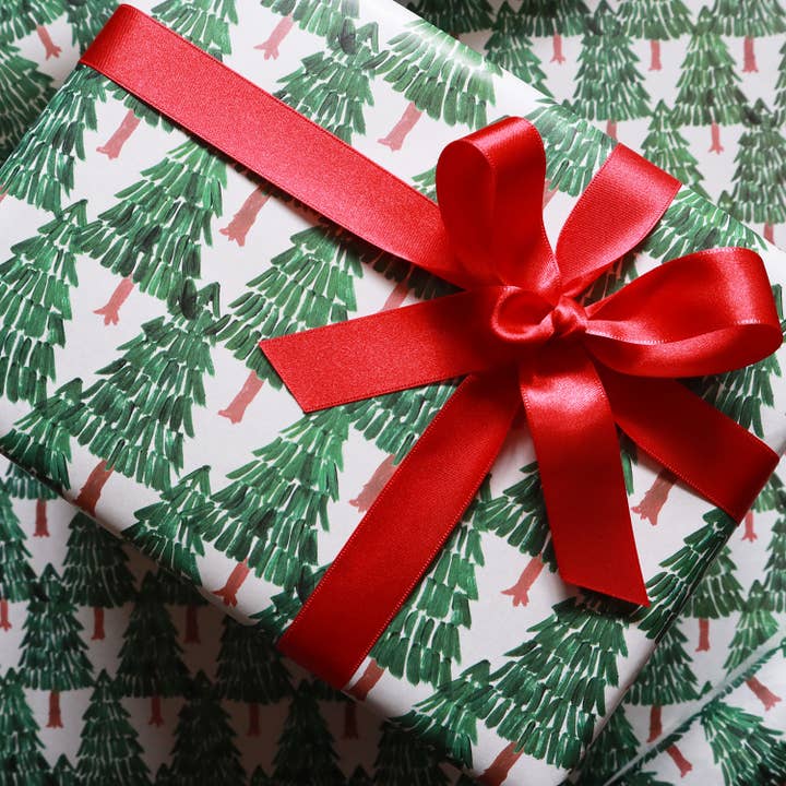 REGARO PAPIRO - Wholesale Flat Wrap - Large Size Fir Tree Holiday Wrapping Paper