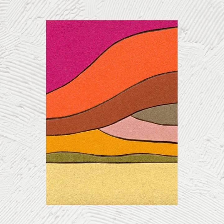 Solnedgang, 4,25x6 tommer 16pt tekstureret postkort for engroshandel hos Backseat Window