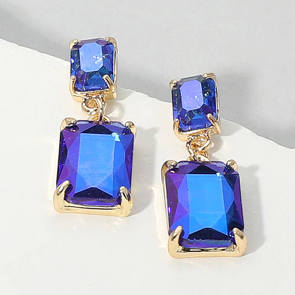 Sensibling Corp. - Vendita all'ingrosso Orecchini pendenti - Orecchini Pendenti da Sera con Gruppo di Pietre di Vetro Rettangolari9