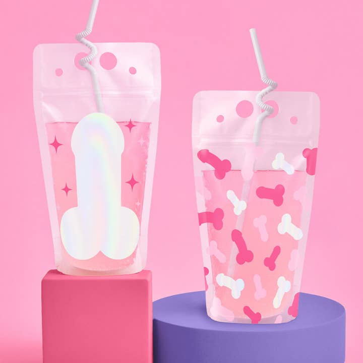 xo, Fetti - Wholesale Disposable Cup - Naughty Penis Bachelorette Drink Pouches, Party Decorations