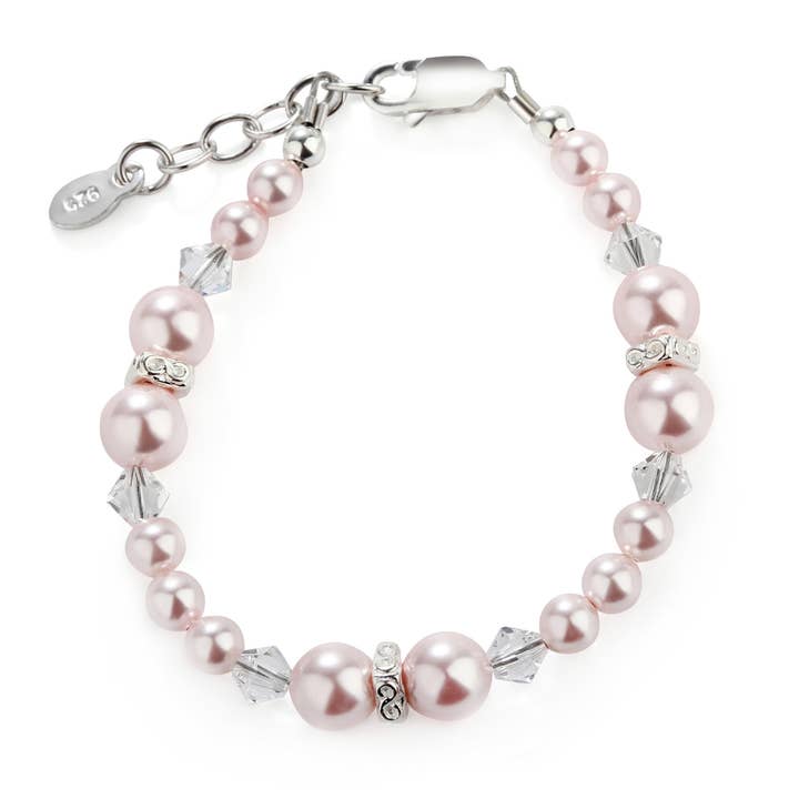 Cherished Moments - Wholesale Beaded Bracelet - Kids - Girls Sterling Silver Pink Pearl Baby & Children's Bracelet