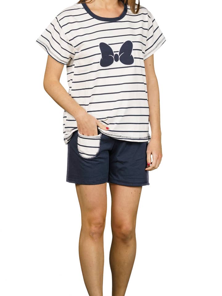 ITM Dame Pyjamas - Stribet Sløjfe for engroshandel hos ITM