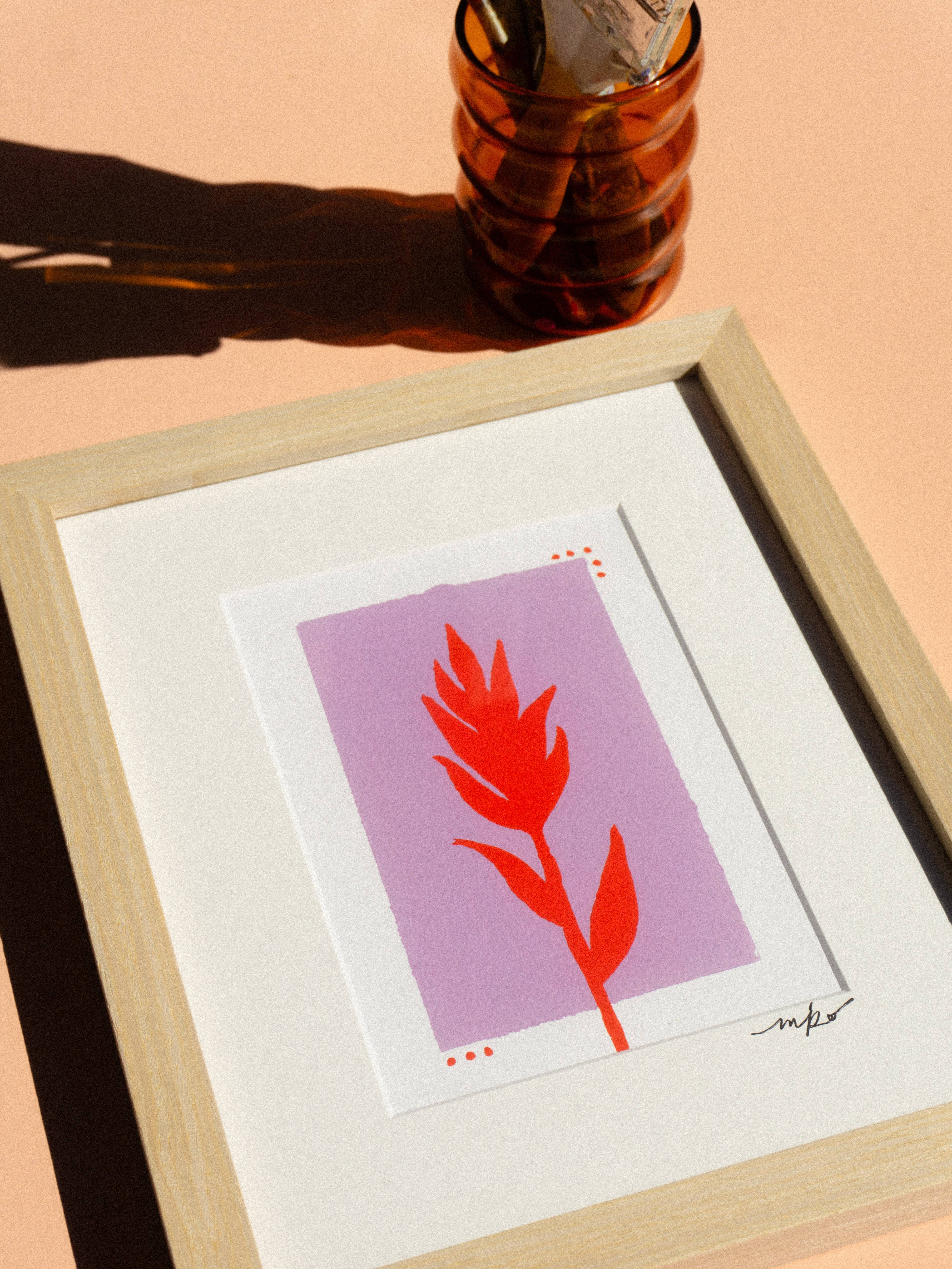 Mel K. Olrich Art - Wholesale Art Print - Colorblock Indian Paintbrush, red & purple, western wall art