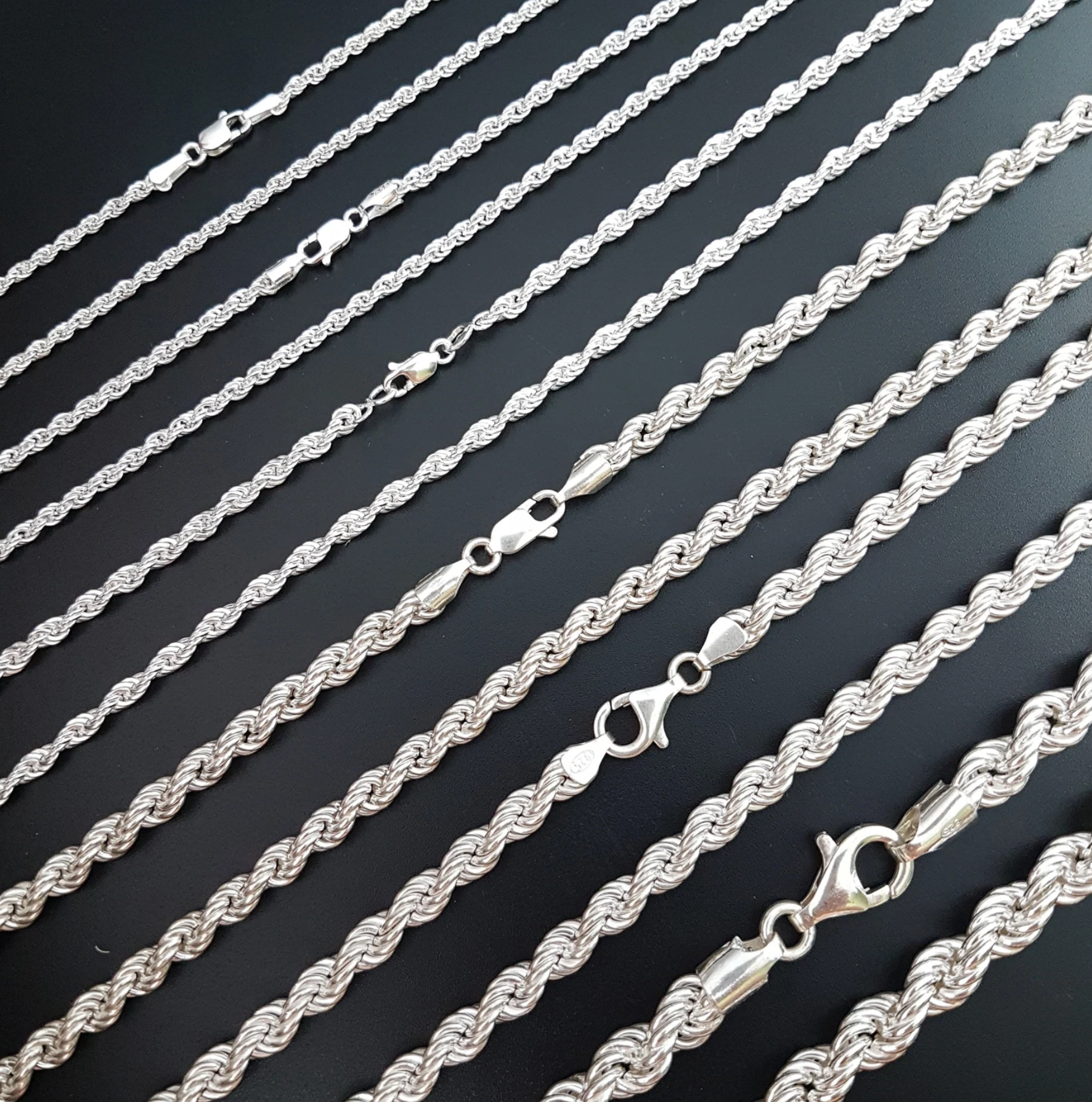 SilverLiza - Wholesale Link & Chain Necklace - Sterling silver Rope chain for unisex-2.5 mm Diamond Cut1