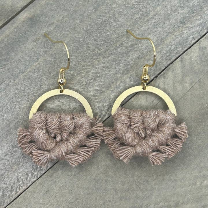 Half Circle Brass Fringe - Mocha for wholesale by HK Macrame Jewelry