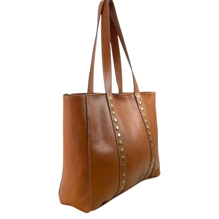 Chenson & Gorett – wholesale Väska med handtag – Dam – Stor italiensk läderväska med dekorativa nitar2