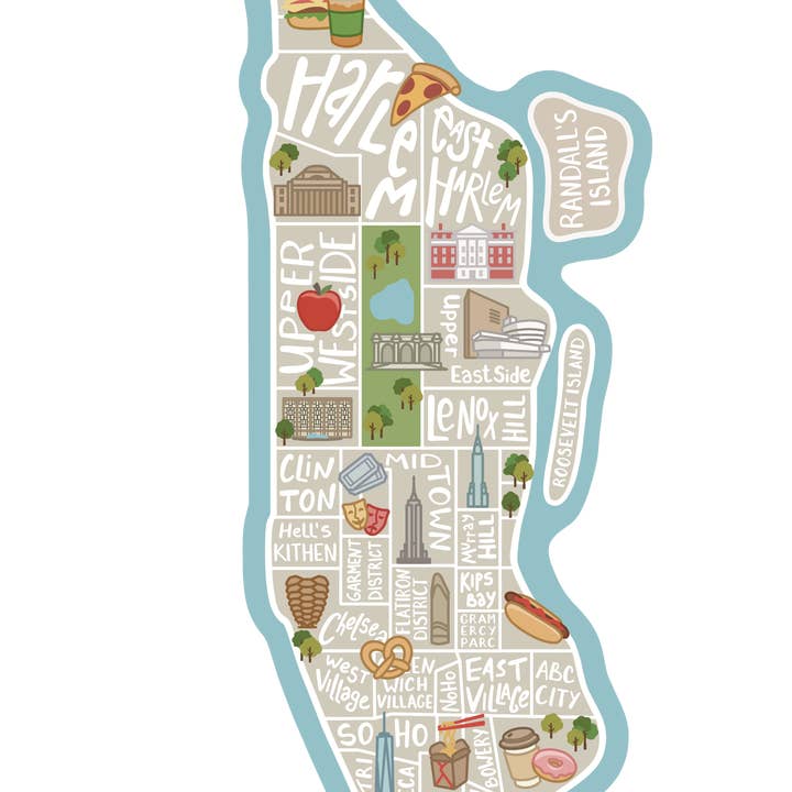 Manhattan Map Design - 3D Wooden Souvenir Magnet - 10 pcs for wholesale by Gifty Studio