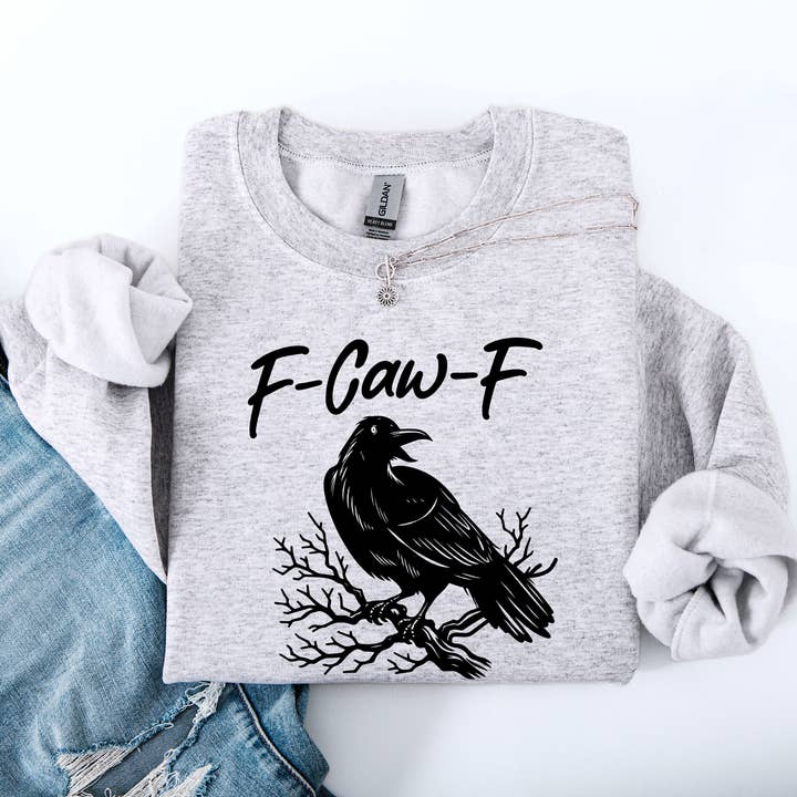 F Caw F, Korp, Kråka, Rolig, Trendande, Halloween, Sweatshirt för wholesale av Refinery Number One LLC