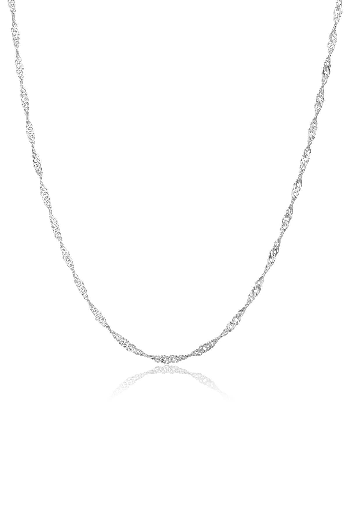 Volenia Silver - Vente Collier maille et chaîne - Collier en argent sterling 925 modèle Singapour 45 cm2