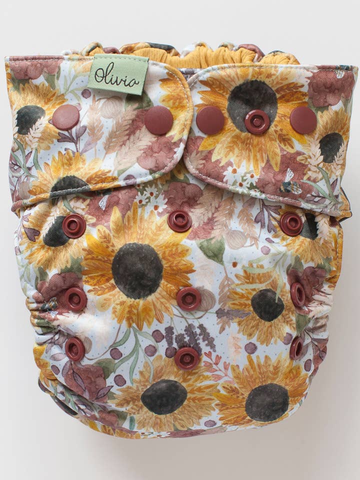 Olivia Diapers - Wholesale Diaper (Cloth) - Baby - Olivia Narrow Snaps V2 - Sunflowers0