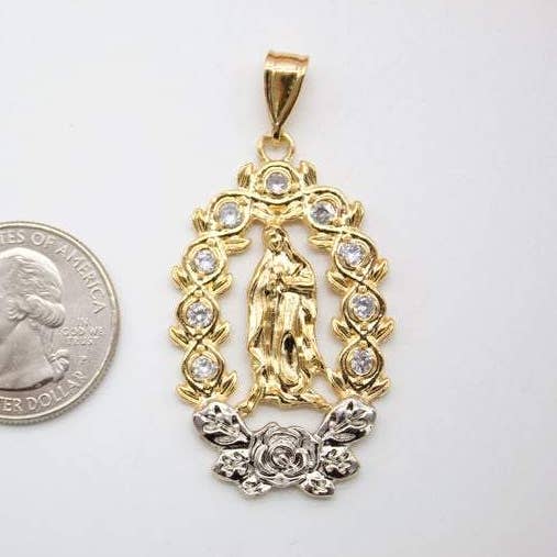 18K Gold Filled Virgin Saint Mary Cubic Zirconia Pendant for wholesale by MIA Jewelry