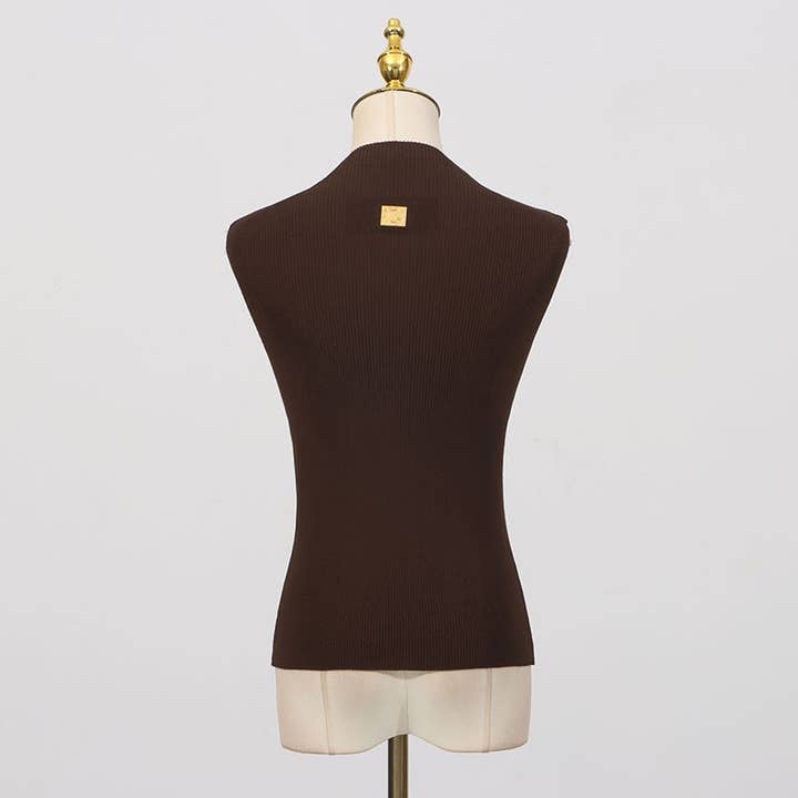 Productseeker - Wholesale Knit Top - Women's - TP46Y High-neck sleeveless vest with keyhole accent14