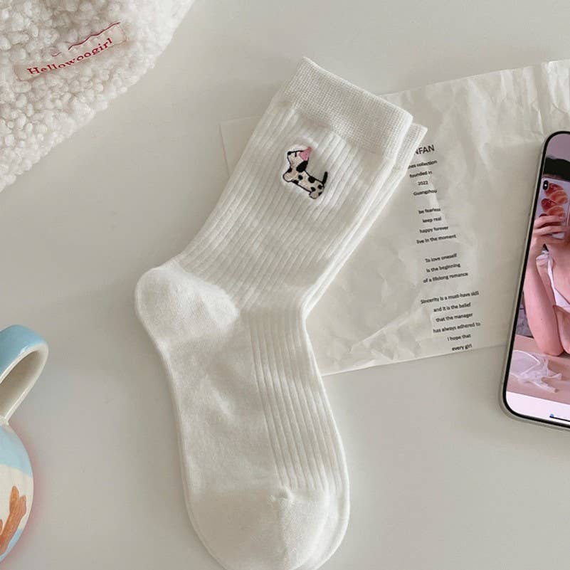 JOSSLYN by wall to wall - Wholesale Socks - Women's - WOMAN ANIMAL DOG HALF CREW THROWBACK SOCKS | 40S020682