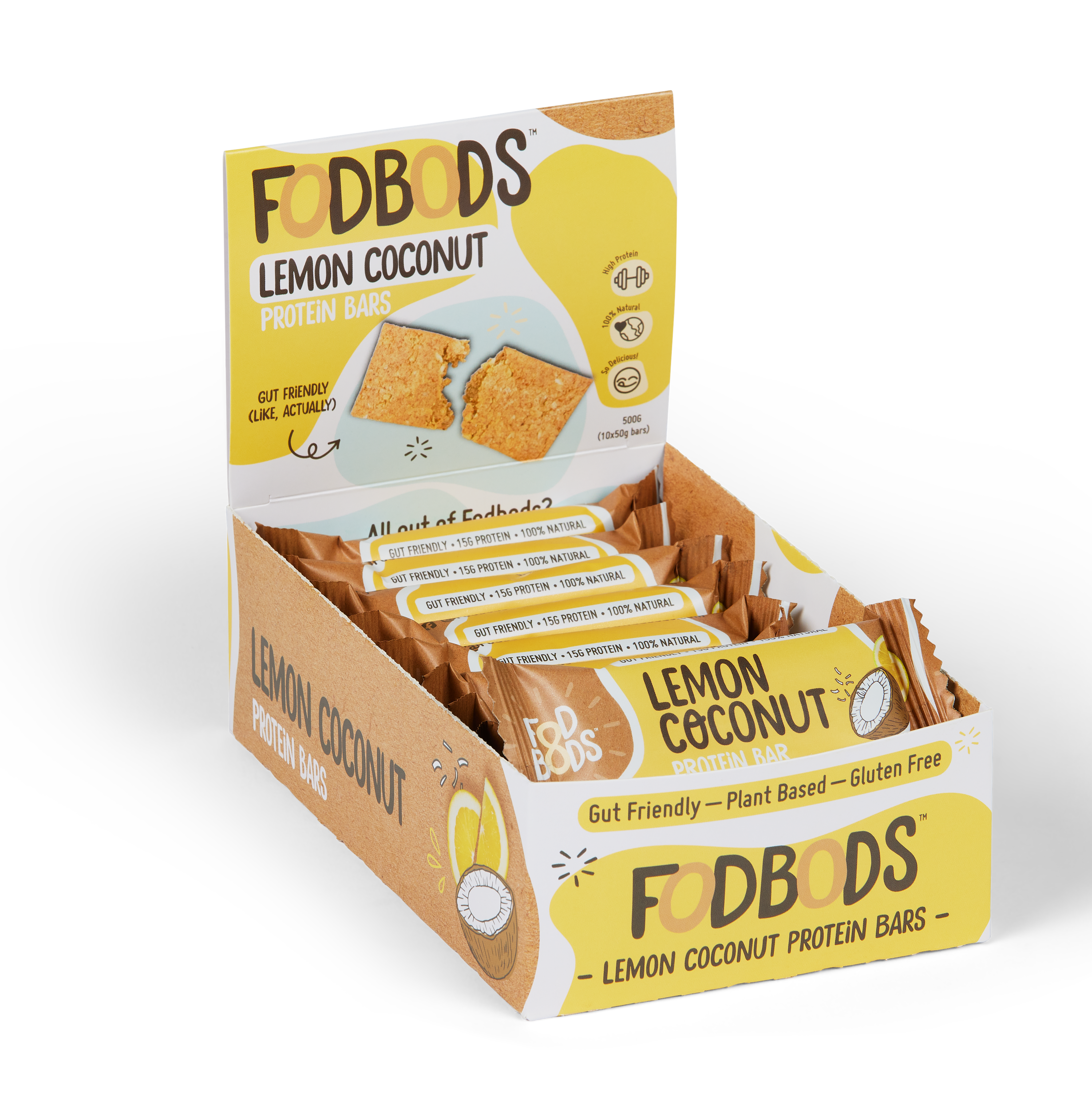 Fodbods - Wholesale Snack bar - Fodbods – Lemon Coconut Protein Bars – 12x 50g2