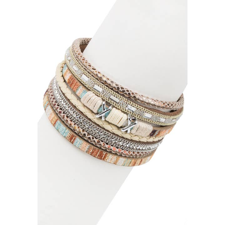 SAACHI - Wholesale Bangle Bracelet - Sweet Sands Multi Strand Leather Bracelet